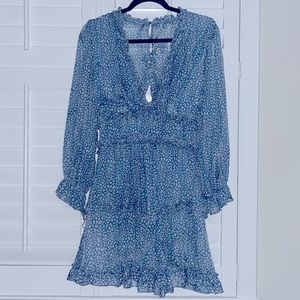 Blue Tiered Cut out Dress